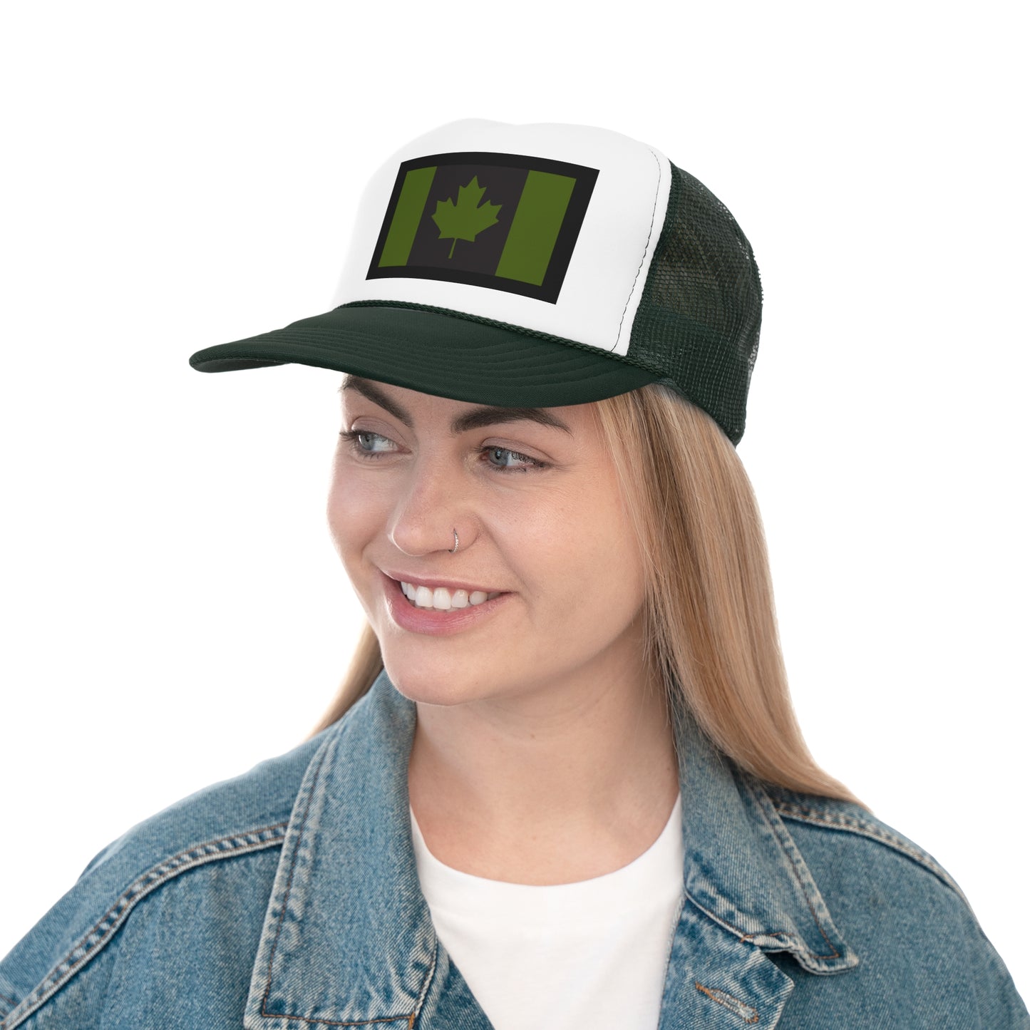 Canadian Maple Leaf Trucker Cap - CANADIAN CAD GREEN - Designed and Printed in Canada