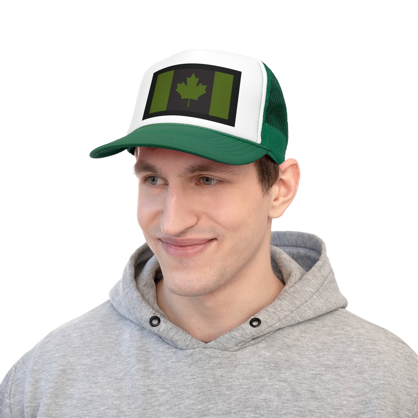 Canadian Maple Leaf Trucker Cap - CANADIAN CAD GREEN - Designed and Printed in Canada