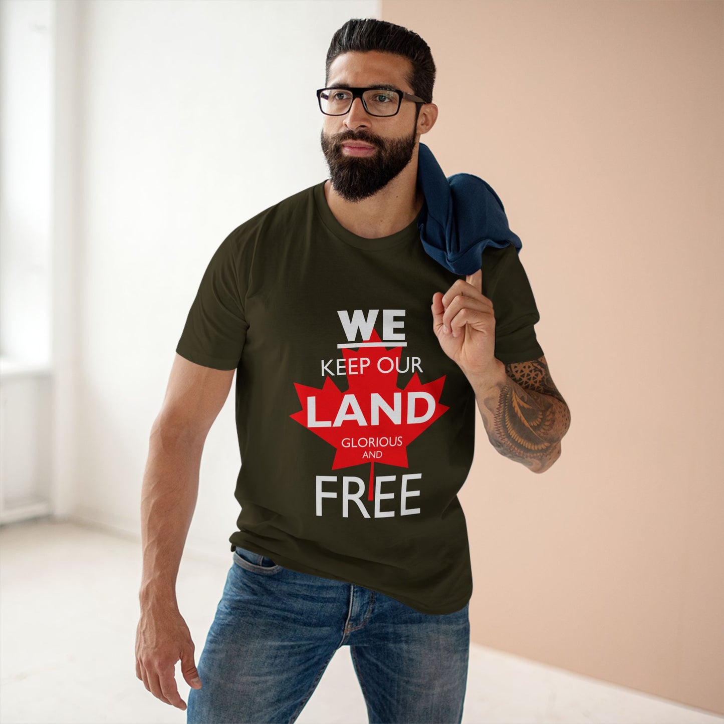 Canada First Graphic Tee - We Keep Our Land Glorious and Free - Made in Canada!