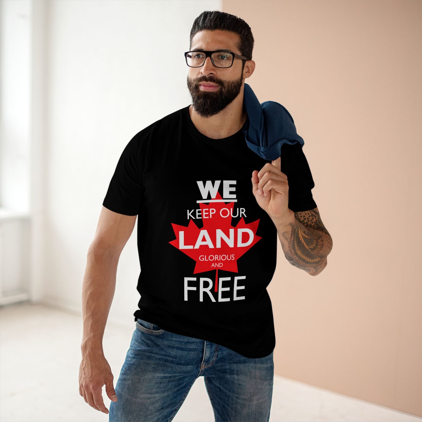 Canada First Graphic Tee - We Keep Our Land Glorious and Free - Made in Canada!
