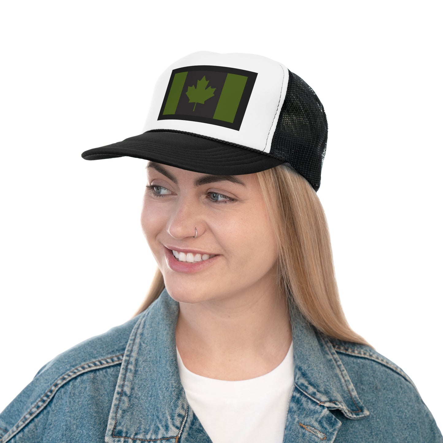 Canadian Maple Leaf Trucker Cap - CANADIAN CAD GREEN - Designed and Printed in Canada