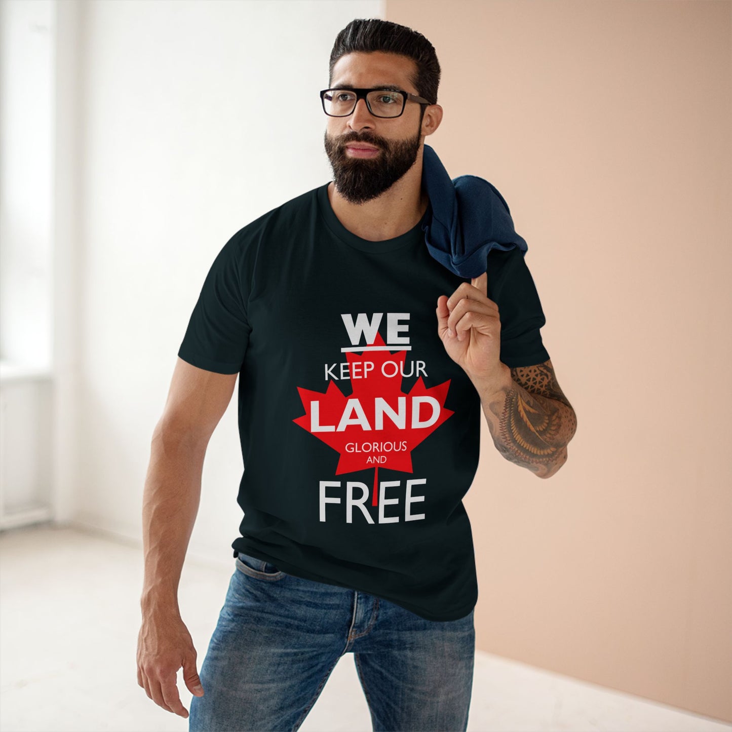 Canada First Graphic Tee - We Keep Our Land Glorious and Free - Made in Canada!